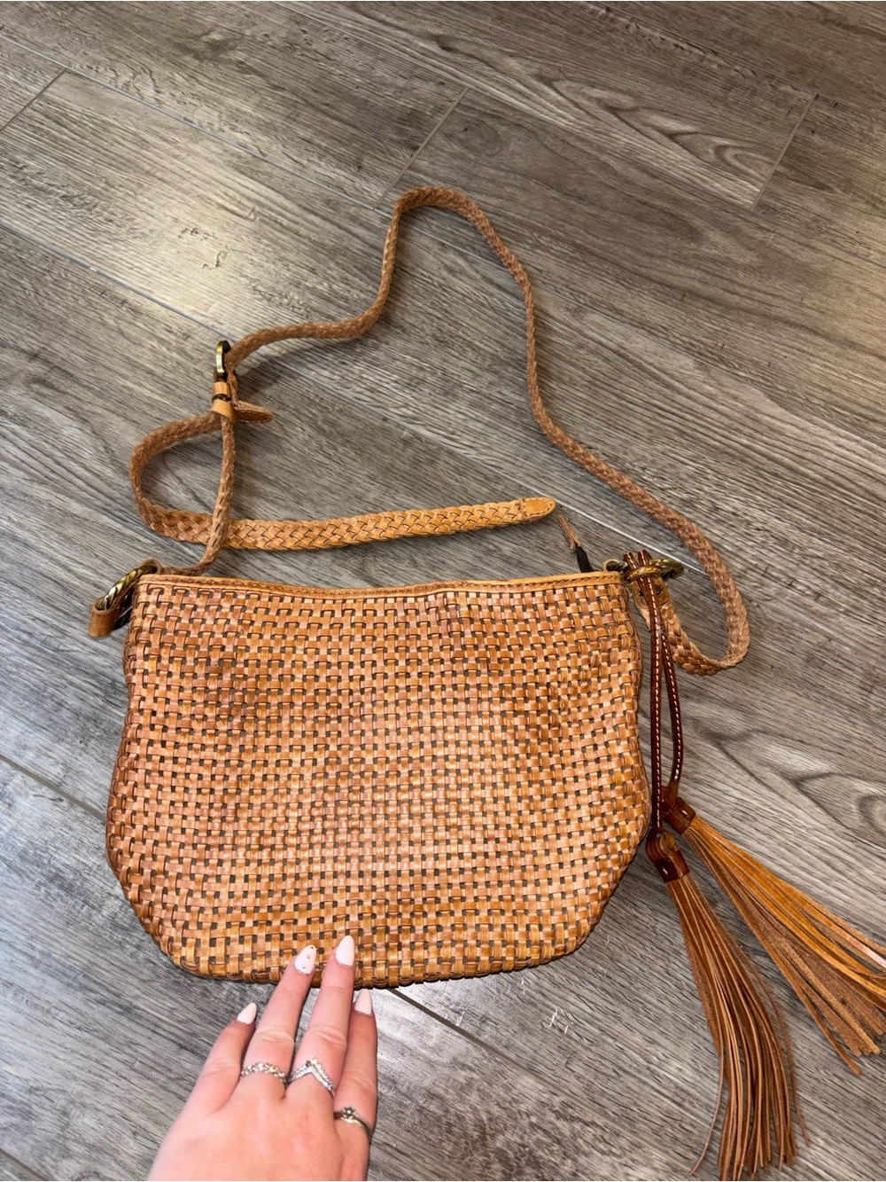 Woven Crossbody Bag in Tan